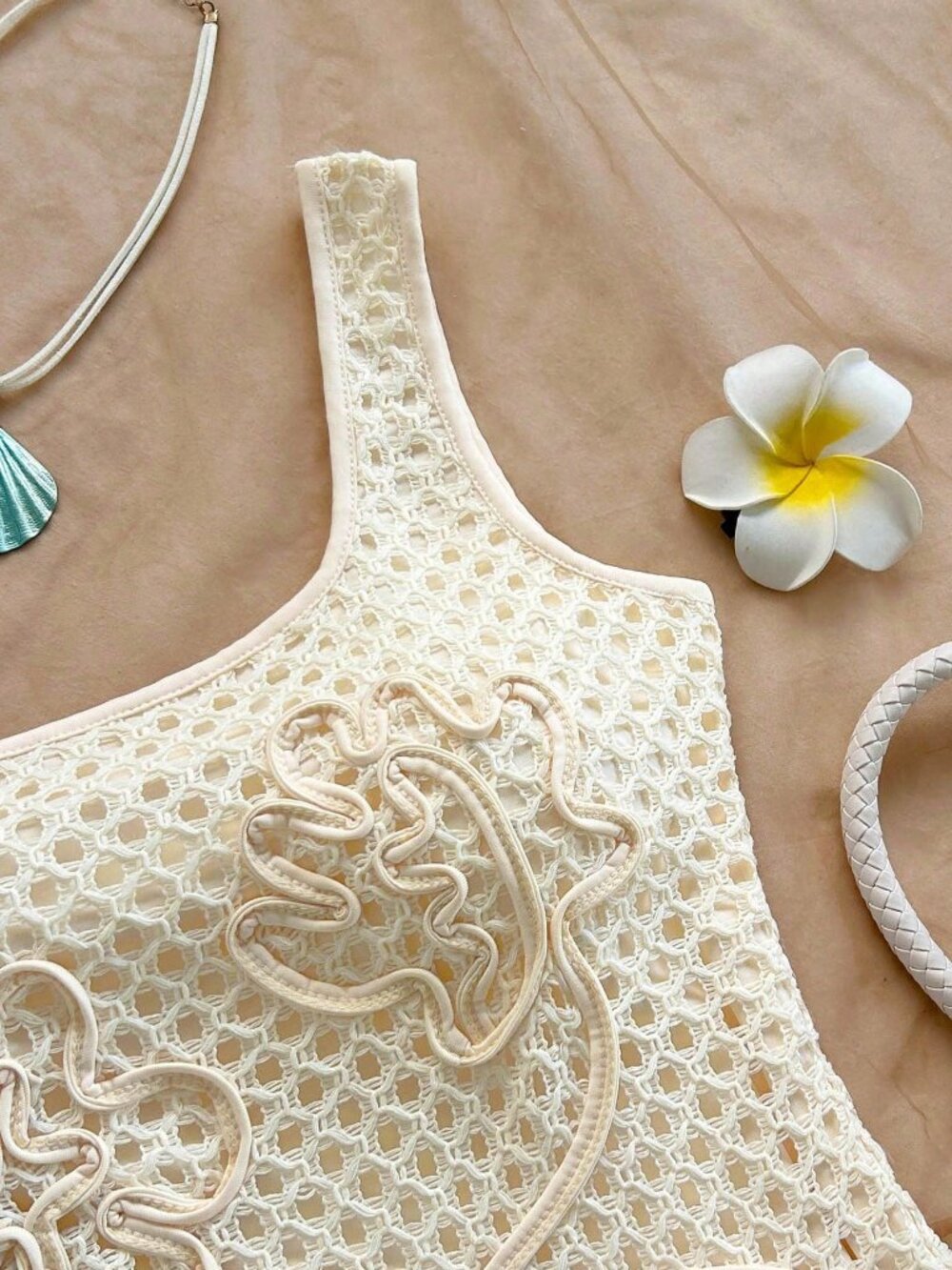 Apricot Casual Boho Women's Sleeveless Cinched Waist Floral Bodycon Mini Dress - Picture 3 of 7